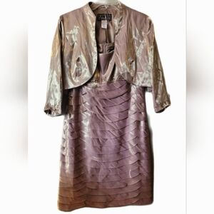 Alex Evenings Shimmering Gold Dress And Jacket With Bead Accents